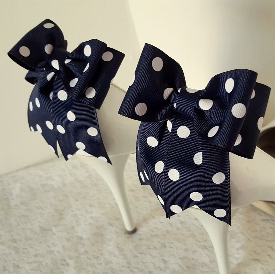 Polka Dot Bow Shoe ClipsWedding Shoe Clips Bridal Shoe