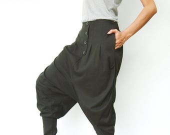 NO.64 Dark Grey Cotton Jersey Casual Baggy Dance Harem Pants