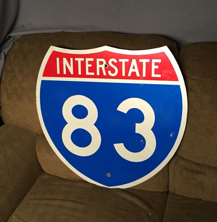 Vintage Original Interstate 83 Highway Shield Metal Sign Highway Sign