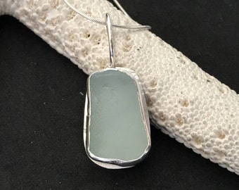 Sea Glass Bezel Necklace, Sterling Necklace, Sterling Bezel Necklace, Sea Glass Necklace, Beach Glass Jewelry, Seaglass Jewelry