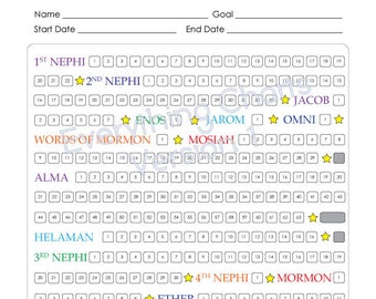 Book of Mormon Reading Chart - PDF File/Printable