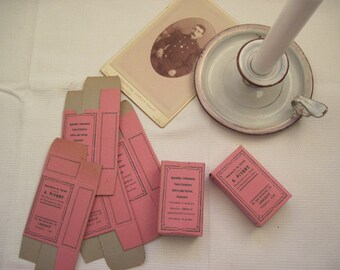 6 Pharmacy boxes French Apothecary Chemist's Pillboxes