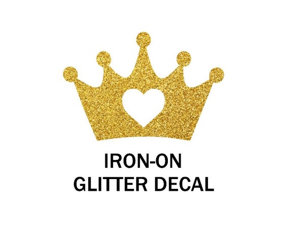 Download crown iron on glitter decal heat transfers gold or silver