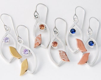 Mixed metal jewelry mixed metal earrings Jeweled Birds Earrings