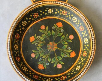 Wooden Folk Art Floral Bowl