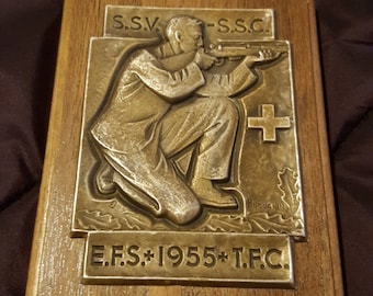 Vintage 1955's Swiss Military Award - Silver Plated