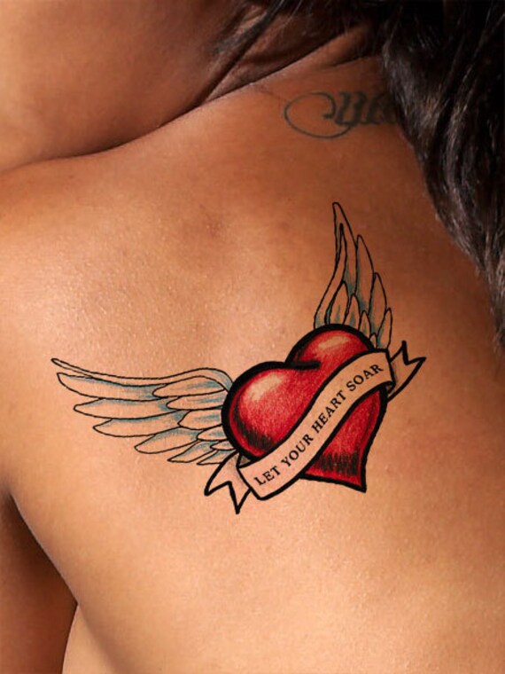 Temporary Tattoo-Custom Tattoo-Personalized-Soaring Heart