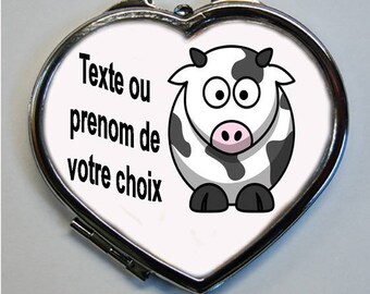 Heart shape mirror cow with the name or Word of your choice