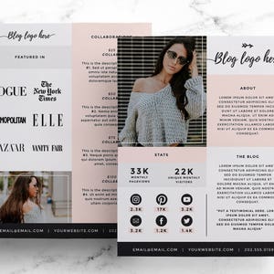 Media Kit Template for Bloggers, Price List + Press Kit, Blogging Media Kit, Advertising Rate Sheet, Social Influencer + Instagram Photoshop