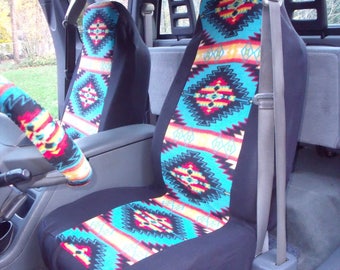 1 Set of Tribal Print, Seat Cover and Steering Wheel Cover Custom Made.