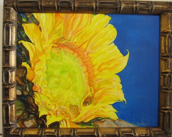Original Acrylic Sunflower Painting Signed 20 x 18