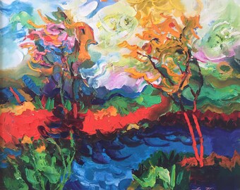 Fedir Panchuk original oil painting on canvas "The wind of a fiery sun"