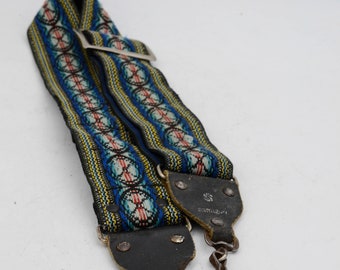 Vintage Woven Tapestry Retro Film Camera Strap For Digital, Cine Camera -- 1.5" Wide, metal clasp fasteners and slider