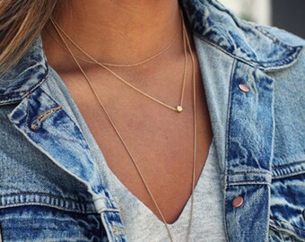 Tiny Gold Dot Necklace / Simple Circle Necklace / Delicate Coin Necklace / Gold Dot Necklace With 14k Gold Filled Chain Small Gold Circle