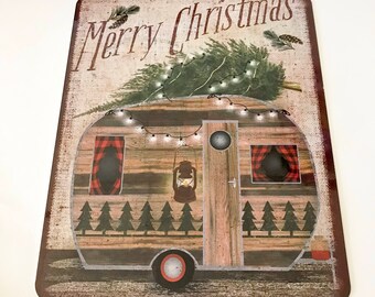 Primitive Christmas Sign - Christmas Trailer Sign - Wreath Sign - Wreath Attachment