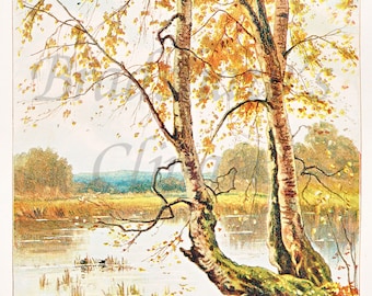 Printable Colour Victorian Autumn Scene in High Resolution