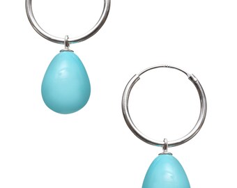 Turquoise Pearl and Sterling Silver Earrings