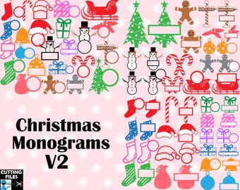 Christmas Monogram V2 - Cutting files SVG, DXF,EPS, Vinyl cut, Design files, Instant Download, Personal and Commercial use (00078c)