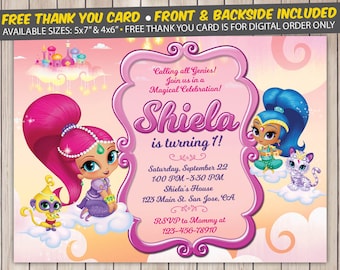 Shimmer and Shine Invitation, Shimmer and Shine Birthday Invitation, Shimmer and Shine Birthday Party, Personalized, Digital File, Printed