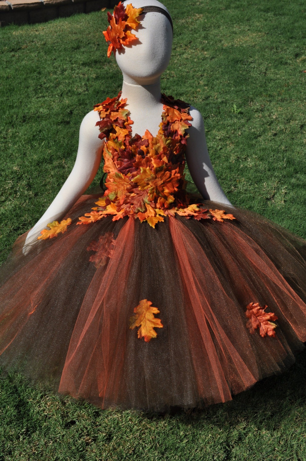 Fall Inspired Flower Girl Dress Leaf Flower Girl Dress