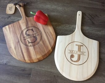 Monogrammed Custom Engraved Personalized Wood Pizza Peel Personalized for Birthday, Anniversary, Wedding Gift