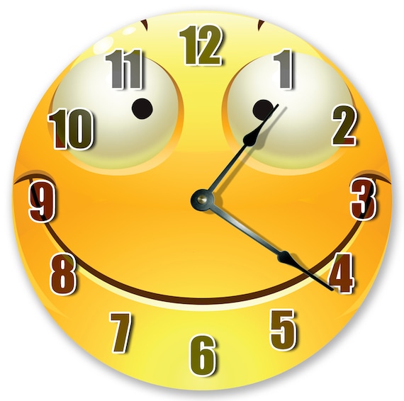 10.5 Huge Eyed SMILING EMOJI CLOCK Large 10.5