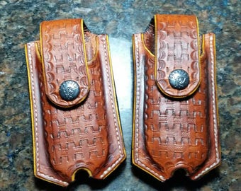 Leather Gerber Multi-tool basket weave snap sheath