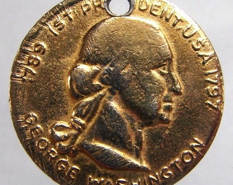 UNITED STATES PRESIDENTIAL George Washington 1st President Gilt Gold plated Medal Medallion