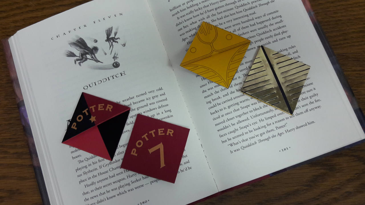 Origami Corner Bookmarks inspired by Harry Potter Quidditch