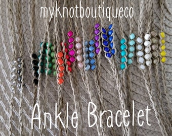 NEW! Handmade ANKLE Bracelet Beaded Hemp Wish, you choose your color!