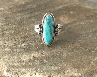 Vintage Bell Trading Post Sterling & Turquoise Oblong Knuckle Ring size 5.5