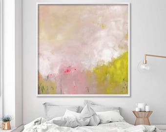 Abstract painting Giclee Print Abstract Art Acrylic Painting Extra Large Wall Art Abstract Art Print Large Painting, light pink