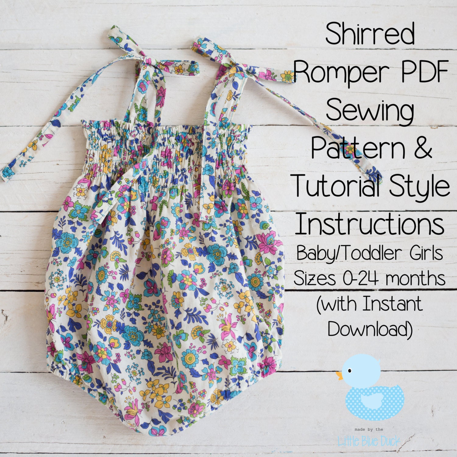 download sewing tutorial PDF Sewing Pattern Style Tutorial Romper & Shirred