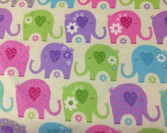 Elephants Flannel Fabric by the Yard