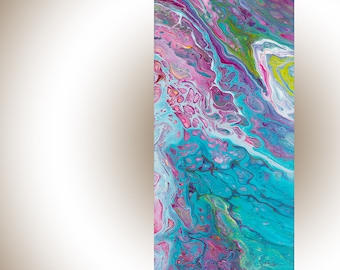 Fluid art Acrylic fluid painting Abstract art abstract painting original art wall art wall decor wall hanging "Flora" by qiqigallery