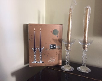 Crystal d'Arques, France, Candlesticks (MIllennium )
