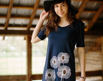 tshirt dress, navy blue dress, cotton dress, summer dress