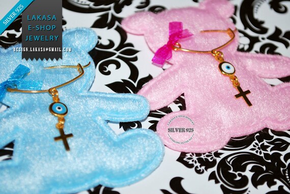 BEST Price Cross Enamel Eye Baby Brooch Sterling Silver Handmade Jewelry Mother Happy Shower Day Religious Baptism Newborn Girl or Boy