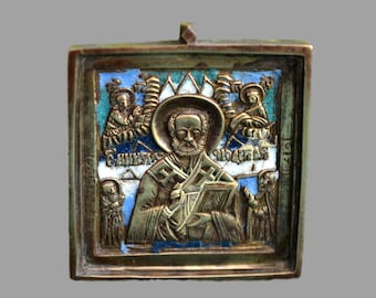 Metal Russian Icon of St.Nicholas