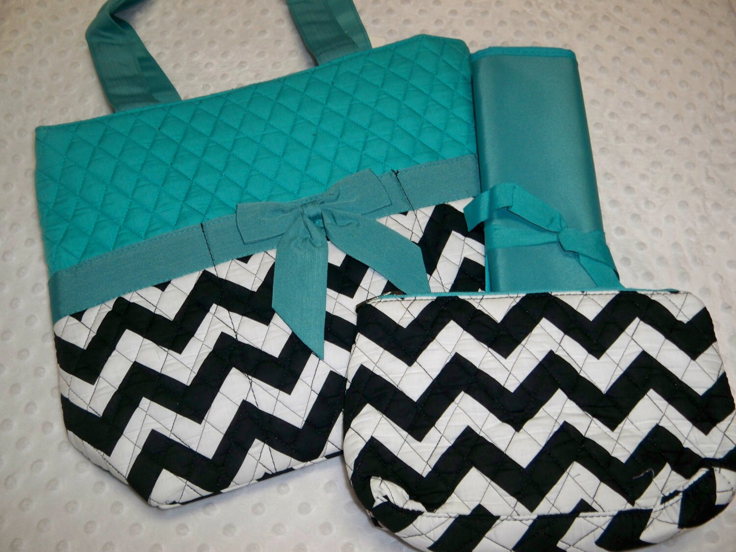 PERSONALIZED 3 Piece Chevron Diaper Bag Set with Name Baby