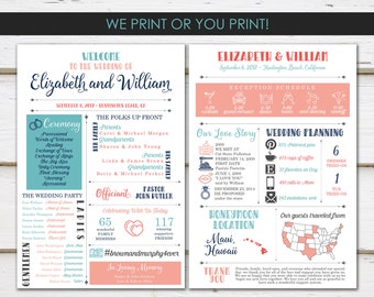 Fun Infographic Wedding Program, Unique Wedding Program, Fun Program, Modern Program, Entertaining, Fun Facts, Printable or PRINTED, MB238
