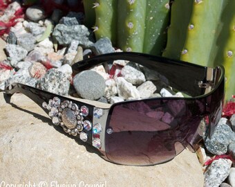 Western Sunglasses, Cowgirl Sunglasses, Black Sunglasses, Rhinestone Cowgirl Bling Sunglasses, Gift Ideas For Her, Bling Accessories, Concho
