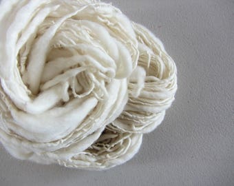 Natural Undyed, Handspun Fine Merino Art Yarn