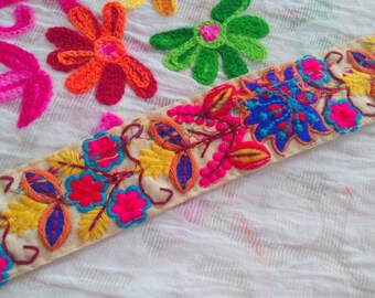 Embroidered Ribbon Trim Decorative Sari Border Trim By The Yard Wholesale Trimm Sewing Indian Fabric Trim Costume / Crafting Trim TTNLFT228