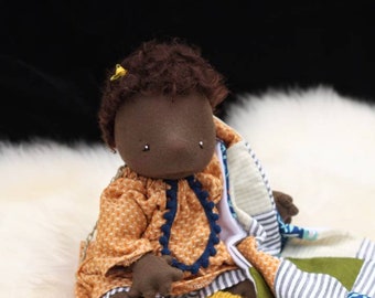 one of a kind collector waldorf baby doll, natural fiber art doll, art baby doll,small waldorf doll ooak cloth doll, waldorf baby doll