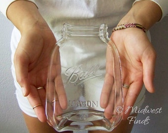Mason Jar Spoon Rest, soap dish, butter dish, serving tray, clear quart size, gift box included