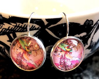 Fancy Nancy cabochon earrings- 16mm