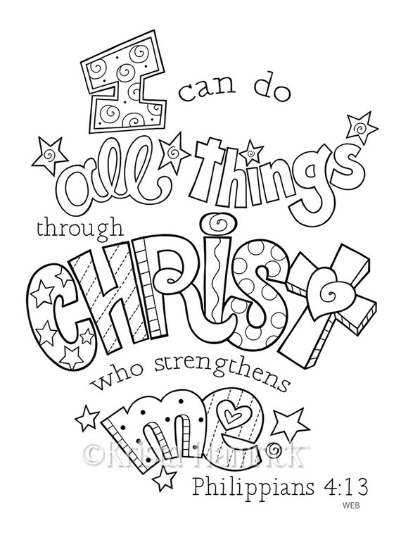 I Can Do All Things Through Christ coloring page 85X11