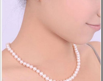 Japanese Akoya Pearl Necklace 8.5mm White Pearl Necklace Wedding Necklace Bridal Necklace Wedding Jewelry Free Shipping
