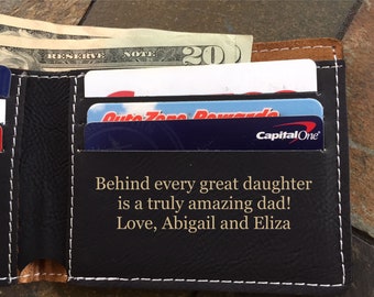 First Fathers Day Gift from Kids, Gift from Daughter, Fathers Day Gift from Son, from Wife, Personalized Wallet for Men, Husband LEATHERETTE
